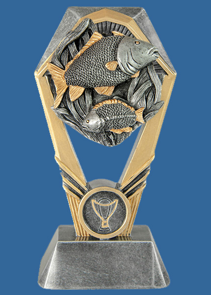 18_+RI85Be Hex Tower Series Fishing Resin Trophy • Sydney Awards & Trophies